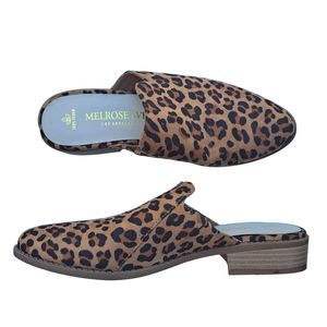 Melrose Ave Leopard V-Suede Women’s Size 7 Slides Shoes 100% Vegan